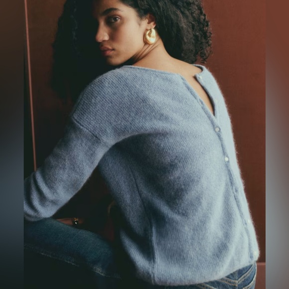 Sezane Gaspard Cardigan in Vintage Blue - Picture 6 of 6